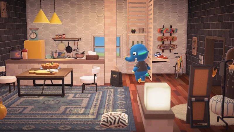 ゾウ住民エックスエル、あつ森ハピパラの別荘インテリア